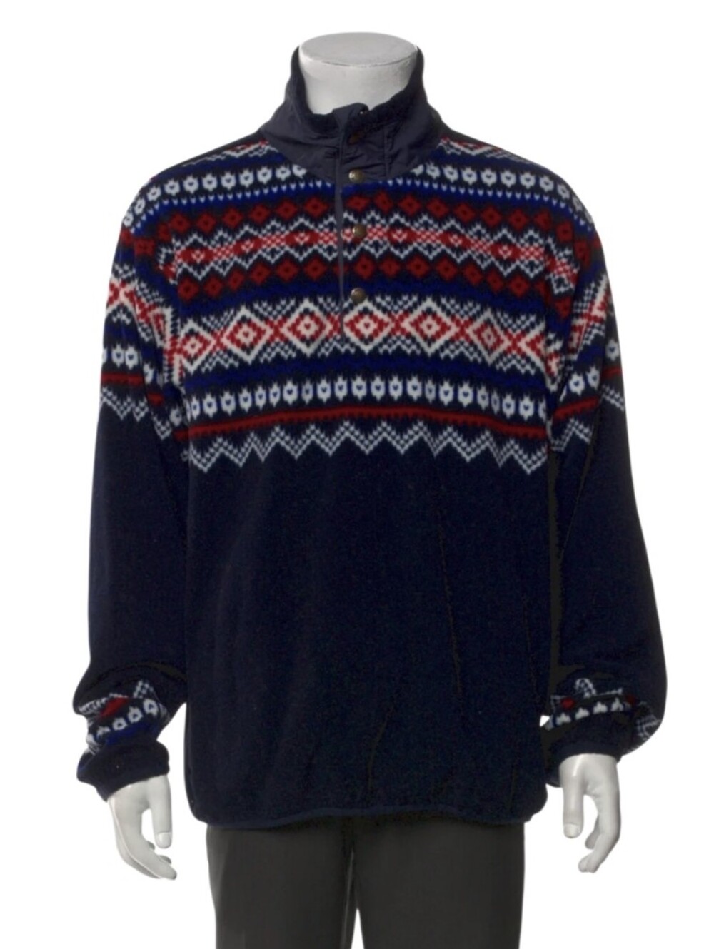 POLO RALPH LAUREN Mens Blue Cozy Fair Isle Pullover Fleece Sweater Aztec Size XL